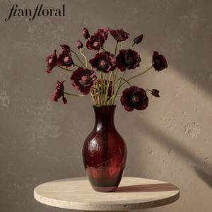 Fiore Artificiale di Papavero in Seta di Alta Qualità, Stelo Singolo 48cm, Colore Bordeaux Vintage per Centrotavola Matrimoniali Fai-da-Te, Decorazioni di Lusso per Bar - Product Image 6
