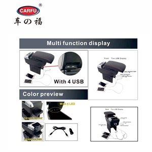 <strong>Car</strong> Interior <strong>Accessories</strong> LED Light 4 USB Armrest Carfu <strong>Latest</strong> Universal <strong>Car</strong> Console AC-487 <strong>Car</strong> <strong>Accessories</strong> - Product Image 4