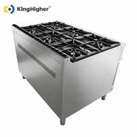 Cuisinière à gaz commerciale à 6 brûleurs, four intégré, robuste, en acier inoxydable, facile à nettoyer, pour restaurant, hôtel