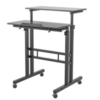 Bureau d'ordinateur réglable en bois pour le télétravail et l'étude, avec plateau segmenté, roulettes orientables et fonction de pliage facile