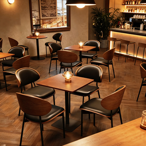 Table carrée et chaises <span class=keywords><strong>de</strong></span> style américain moderne pour bar, table <span class=keywords><strong>de</strong></span> bar musical, table <span class=keywords><strong>de</strong></span> salle à manger, chaise <span class=keywords><strong>de</strong></span> café commerciale - Product Image 3