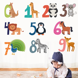Autocollants muraux en pvc, numéro d'animaux, dessin animé éducatif <span class=keywords><strong>pour</strong></span> enfants, décoration <span class=keywords><strong>pour</strong></span> enfants, <span class=keywords><strong>maternelle</strong></span>, crèche, meilleure vente, pièces - Product Image 3