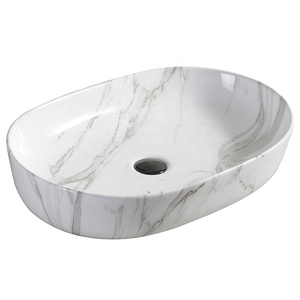Bathroom Luxury Hotel Vanity Basin Porcelain Marble Look Ceramic Art Wash Basin Countertop Vessel Sink