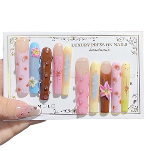 <span class=keywords><strong>Faux</strong></span> <span class=keywords><strong>ongles</strong></span> artificiels en ABS à pression, faits à la main, 10 pièces, couvrance totale, formes carrées/amande/stiletto, tendance, avec <span class=keywords><strong>colle</strong></span>, haute qualité - Product Image 1