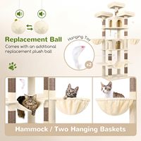 Torre para Gatos Starmoon para Gatos de Interior, Torre para Gatos de 80 polegadas com Poste Arranhador, Rede, 3 Plataformas, 2 Casas, 2 Cestas Suspensas