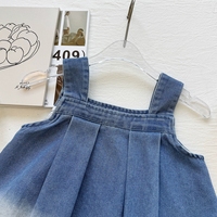 Robe d'été 2026 pour filles, en jean dégradé avec empiècements en maille, style princesse, pour petites filles, tenue de vacances et de plage