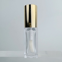 Flacon de gloss à lèvres carré avec bouchon doré, grand applicateur en forme de pied de biche, flacon épais transparent, tubes de gloss à lèvres avec applicateur brosse, 6 ml, 8 ml, étiquetage