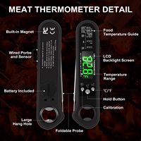 Thermomètre numérique à viande 3 en 1, thermomètre alimentaire à lecture instantanée avec 2 sondes filaires détachables pour griller, cuisiner, barbecue