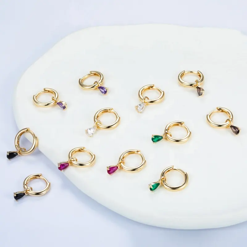 Pesona 18K Perhiasan Perak Murni 925 Berlapis Emas Mode Huggie Wanita Anting-Anting Hoop Kecil Sederhana Wanita