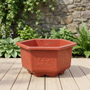 Traditional <b>Square</b> Plastic Bonsai <b>Pot</b> Hand Carved Lightweight & Eco-Friendly for Garden and Floor Use - Product Image 2