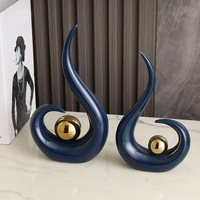 Décorations de bureau européennes de haute qualité, décoration intérieure dorée en céramique, ornements de luxe légers