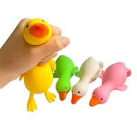 Vente en gros de jouets anti-stress en TPR souple en forme de canard, rembourrés de sable à mémoire de forme, extensibles, type balles anti-stress