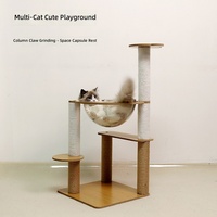 Lit pour chat en forme de capsule spatiale, sisal, structure d'escalade pour chat à deux niveaux, villa pour chat d'intérieur, jouet pour chat, design anti-griffures, ne prend pas de place