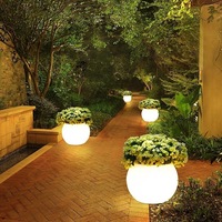Pot de fleurs lumineux à LED pour l'extérieur Paysage créatif Pot de fleurs en plastique moulé par roulement