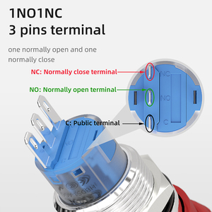 IP67 वाटरप्रूफ आपातकालीन बटन 16 मिमी 19 मिमी 22 मिमी एल्यूमीनियम आपातकालीन स्टॉप स्विच 5 के साथ सामान्य रूप से खुला सामान्य रूप से बंद - Product Image 3