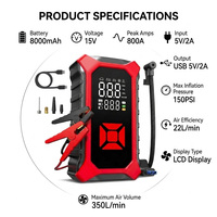 Portable Wireless Rechargeable Compact Car Emergency Starting Booster Air Pump Tire Inflator Jump Starter