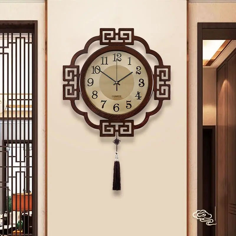 42 mới Trung Quốc cổ điển cao cấp đồng hồ ánh sáng sang trọng hiên tường trang trí đồng hồ treo tường phòng khách đồng hồ câm