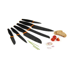 ชุดมีดเอ็กเซลซ่า 6 ชิ้น เหล็กดำ มีดเชฟ ฟูลแทง พร้อมเคลือบกันติด - Product Image 2