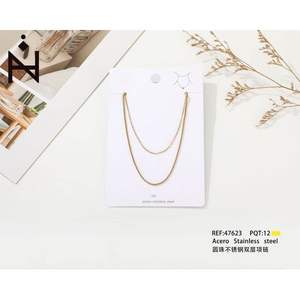 Collar de Acero Inoxidable de Doble Capa con Cuentas, Chapado en Oro, Joyería de Moda Unisex, Regalo - Product Image 3