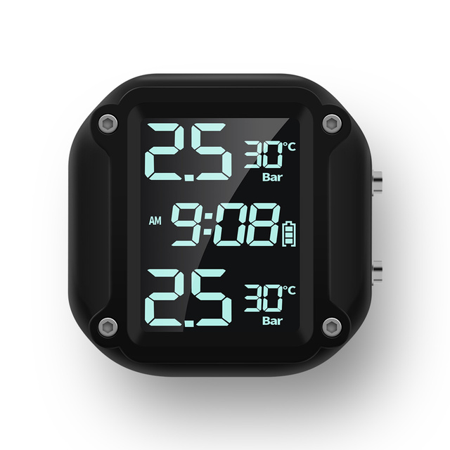 Factory Motorcycle Tire Pressure Monitoring System Wireless TPMS RealTime Monitoring Tires With 2 External Sensors Motor TPMS