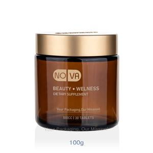 60ml 100ml 120ml verre ambré droit capsule de vitamine bocal à large bouche pots à crème d'<span class=keywords><strong>argile</strong></span> 4oz pots à gommage de beurre pour le corps cosmétique - Product Image 1
