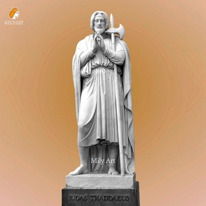 Estatua de San Tomás Apóstol Tallada a Mano en Piedra Natural de Mármol, Tamaño Real - Product Image 2