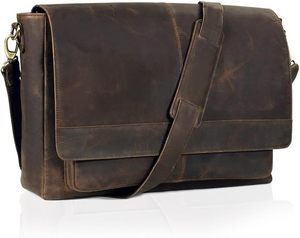 Full Grain <b>Leather</b> <b>Messenger</b> <b>Bag</b> <b>for</b> <b>Men</b> and Women 15.5 Inch Laptop Briefcase Shoulder <b>Bag</b> Vintage Crossbody Business Travel - Product Image 1