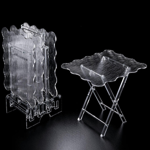 Trong suốt hiện đại Acrylic gấp bảng xách tay gấp Khay bảng, Acrylic bảng thiết lập với biên giới vàng tùy biến - Product Image 5