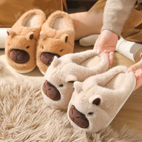 Vente en gros de pantoufles pour femmes Kapibala légères, chaudes pour l'hiver, d'intérieur, avec logo personnalisé, tendance, en fourrure, moelleuses, antidérapantes