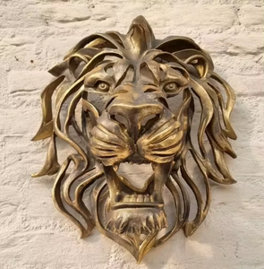 Venta al por mayor cabeza de león estatua resina artesanía estatuilla para jardín entrada pared decoración colgante de pared - Product Image 4