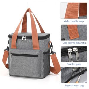 Custom Durable Double Layer Insulated Lunch <b>Tote</b> <b>Bag</b> Thermal Leak Proof Liner and Shoulder Strap Bento Lunch <b>Bag</b> Cooler <b>Bag</b> - Product Image 5