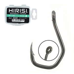 50 hameçons à poisson en acier à haute teneur en carbone recouverts de PTFE Hirisi avec œillet 8021, super résistants, pour la pêche à la carpe, accessoires de pêche - Product Image 1
