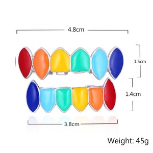 Halloween Vampire Braces laiton avec huile colorée lisse six dents hip hop <span class=keywords><strong>grillz</strong></span> - Product Image 2