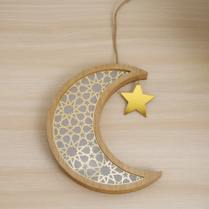 Pendentif lune en bois DAMAI pour la décoration de la maison, artisanat en bois, lampe étoile lune suspendue, décoration murale - Product Image 5