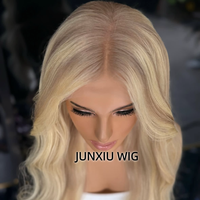 Peluca de Cabello Humano Virgen 100% de Lujo con Frente de Encaje, Ondas Suaves con Reflejos Rubios, 180% de Densidad, Sin Pegamento, con Cabello de Bebé para Mujeres Blancas