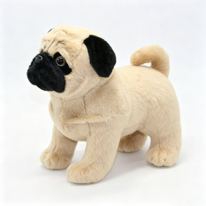 Peluche réaliste de pug debout personnalisée, animal en peluche beige réaliste, chien pug en peluche douce avec visage noir - Product Image 4