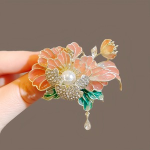 Broche de Flor de Peonía, Elegante Broche de Estilo Chino para Mujer, Broche Clásico, Accesorios de Joyería - Product Image 4