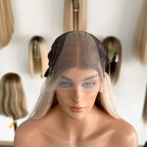 European Human Hair Lace Front <b>Wigs</b> Natural Blonde Full Lace Human Hair <b>Wig</b> for High Level White Women Cuticle Aligned - Product Image 5