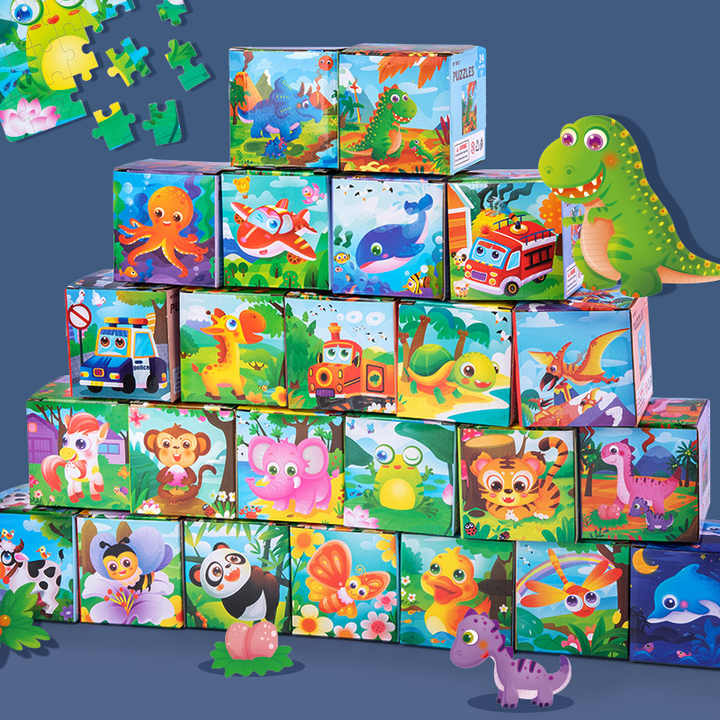 24pcs Wood Jigsaw Puzzle Cartoon Toy for 2-4 Years Early Educational ...