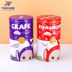 กระป๋องคุกกี้แซนวิชบิสกิตขนาดใหญ่ ผิวสัมผัสลายริ้ว ทรงกลม เกรดอาหาร ปรับแต่งได้ - Product Image 2