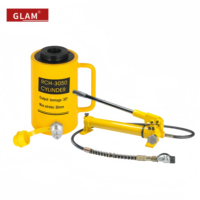 Kit de vérin hydraulique creux portable GLAM 30 tonnes RCH-30100, course de 100 mm, connecteur rapide, outil de levage en acier