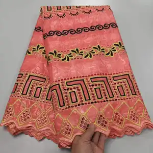 Großhandel Bazin African Lace, Stoff Hochzeit African Bazin Riche Stoff Stickerei Baumwolle Swiss Lace Stoff für Kleid/