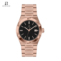 Montre pour homme en acier inoxydable personnalisée avec logo, mouvement à quartz, bracelet en cuir/silicone et cadran en verre