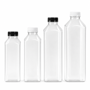 Bottiglia Quadrata Biodegradabile in PLA da 1L per Bevande, Tè, Acqua Minerale, Succhi, Champagne, Caffè con Tappo Nero o Bianco - Product Image 2