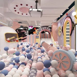 Grande aire de jeux intérieure sur le thème des fusées avec toboggan pour enfants, mur d'escalade, piscine à balles et espace de jeux souple - Product Image 4