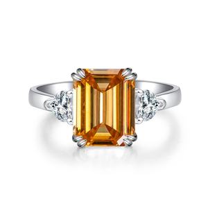 925 כסף סטרלינג <span class=keywords><strong>4</strong></span> קראט אמרלד חתוך אמרלד חתוך אמרלד ירוק טבעת moissanite - Product Image 3