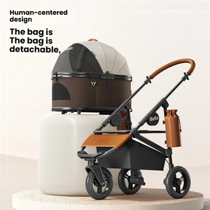 Large PU Wheels 20KG Capacity Detached 2 in 1 Luxury Foldable One-Foot Brake All-Terrain Outdoor 3 Wheel <strong>Pet</strong> Stroller Dog <strong>Pram</strong> - Product Image 2