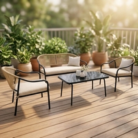Conjunto de Muebles de Jardín de Ratán con Tela, Diseño de Sofá para Balcón, Patio y Jardín, Ideal para Hoteles