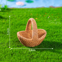 Panier en rotin miniature créatif de simulation pour micro-paysage, modèle miniature, petit ornement, vente en gros