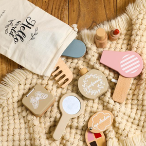 Giocattoli per bambini piccola principessa cosmetici pettine in legno fon gioielli per il trucco per ragazze gioco casa giocattolo set - Product Image 2